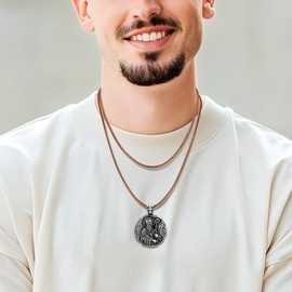 Oaldilee Leather Necklace Cord, 24 Inch Brown 2MM Wax String Rope Chain, Steel Clasps for Men Women Waterproof Neck Chain, Steel Clasp