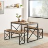 VECELO Wood Dining Table Set for 4 with Bench Kitchen