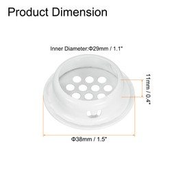 sourcing map 24Pcs Air Vents Circular Soffit Vent 29mm/1.1" Stainless Steel Round Vent Mesh Hole Louver for Bathroom Home, Office, Kitchen, Cabinet, Wardrobe, White