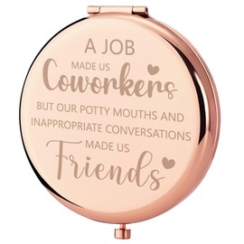 GAOLZIUY Coworker Gifts for Women, Funny Gifts for Coworkers, Rose Gold Compact Mirror for Work Bestie, Farewell Going Away Gifts for Women Coworkers Colleague Friends