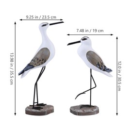 EXCEART Set of 2 Coastal Decor Wooden Seagull Figurine Bird Statue Nautical Coast Main Decoration Light Brown