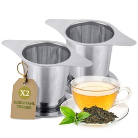 Special Leaves Tea Strainer for Loose Tea, High-Quality Stainless Steel Tea Filter with Handle and Drip Tray, Fine Strainer for Cups and Jugs, Clean Preparation and Optimal Filtration