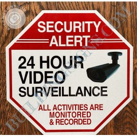 BUILDINGSIGNS.COM 2 Pack -24 Hours Video Surveillance Sign (White  Aluminum 10X10-REF24-10