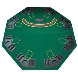 48" Green Octagon Folding Poker and Blackjack Table Top with Carrying Case by Brybelly