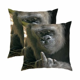Set of 2 Pack Cushion Covers Soft Short Plush Funny Gorilla Throw Pillow Cover Home Pillow Case Pillowcases for Tent Park Bed Sofa Chair Bedroom Decorative Balcony 40x40cm 16x16inch