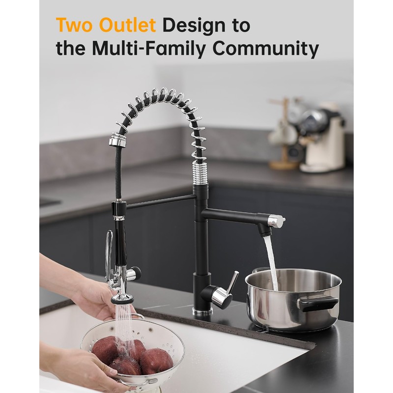 Fapully Kitchen Sink Faucet, Pull Down Kitchen Faucet, Black and