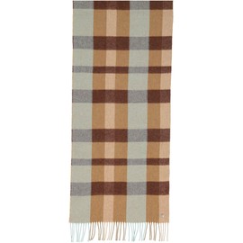 FRAAS Women's Wool Scarf with Checked Design – 43 x 195 cm – Perfect for Autumn and Winter – Made in Germany – Sustaninability Edition, Misty Blue