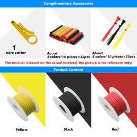 HuLuWa 0,3 mm2Silikon Elektronik Kabe,Silikon Elektrischer Draht Kabel-HuLuWa 22 AWG Silikon Draht (3 Farbe Spule 5 Meter Each),hochtemperaturbest?ndiger verseilter verzinnter Kupferdraht