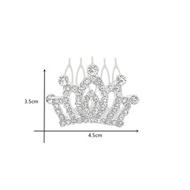 2 Pcs Kids Princess Crown Rhinestone Tiara Hair Comb Crystal Hair Clip Mini Hair Decorations for Girls Teens Toddlers Silver