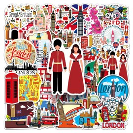 JEYORZY London Bus Sticker Set, Waterproof Aesthetic Sticker for Car, Laptop, Skateboard, Bicycle, Moped, Motorcycle, Bicycle, Computer, Pack of 50