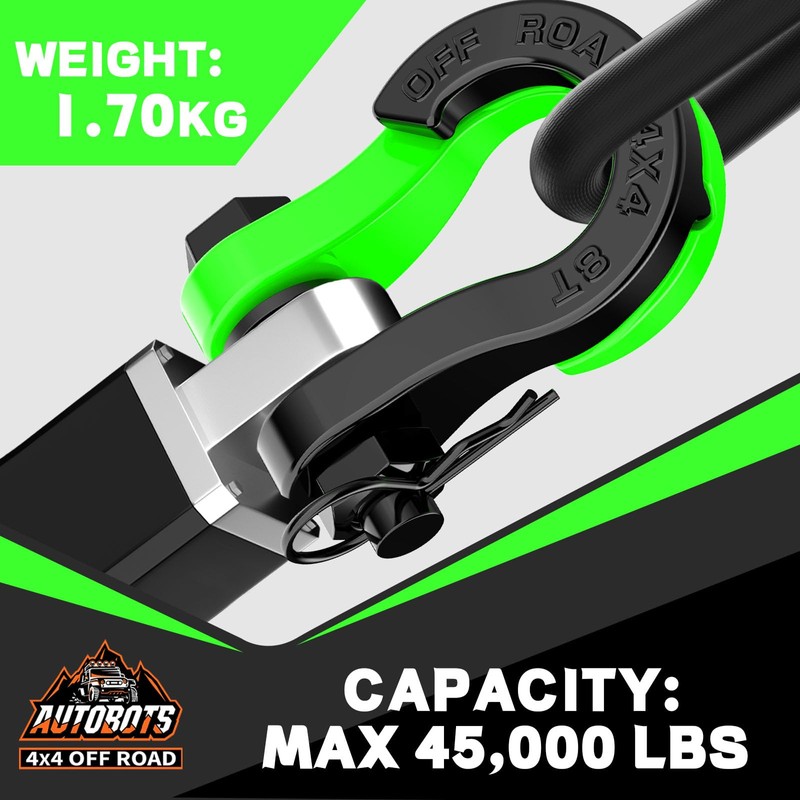 AUTOBOTS Tigertooth D Ring Shackles 45,000lb Break Strength, 3/4”Shackle D