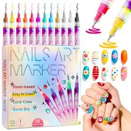 12 Color Nail Art Pens Nail Polish Markers Set for Painting Nails