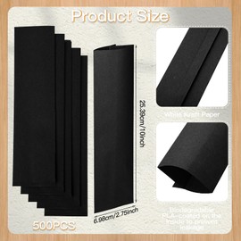 Geelin 500 Pcs Paper Silverware Bags 10" x 2-3/4" Kraft Utensils Sleeves for Restaurant Flatware Holder Unprinted Cutlery Bags Chopsticks Holder Christmas Wedding Party Tableware(Black)