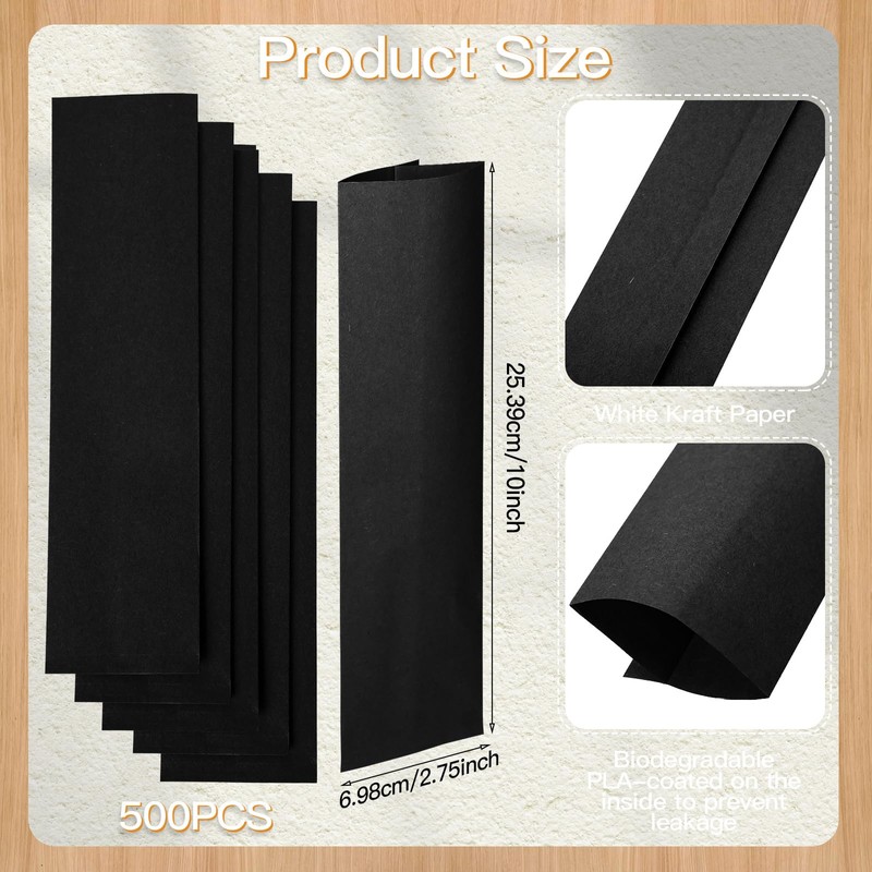 Geelin 500 Pcs Paper Silverware Bags 10" x 2-3/4" Kraft