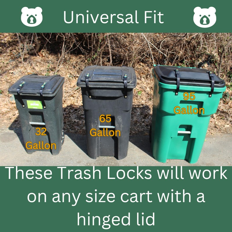 Ultimate Black Bear Trash Lock -Animal Proof existing Trash cans,