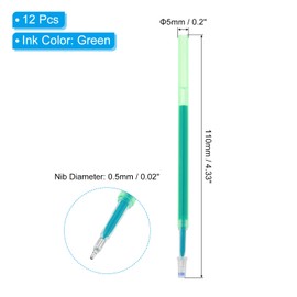 PATIKIL Erasable Gel Pen Refills, 12 Pcs Gel Ink Pens Refills Press Click Pen Fine Point 0.5mm Retractable Pens for Planner Writing Painting, Green