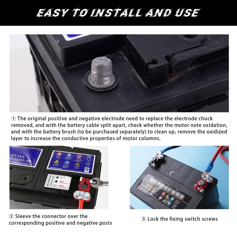 Dickno 2 PCS Battery Terminals Connector, Anti Corrosion Top Post