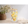 Mugzan Bouquet of Yellow Orchids Frosted Glass Can W Bamboo