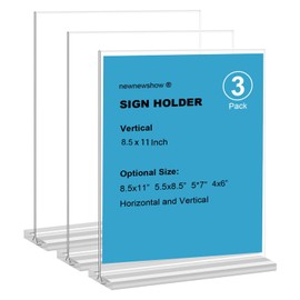 newnewshow 3 Pack 8.5x11 inch Acrylic Sign Holder T Shape Double Sided Desktop Display Holder Flyer Holder Menu Holder