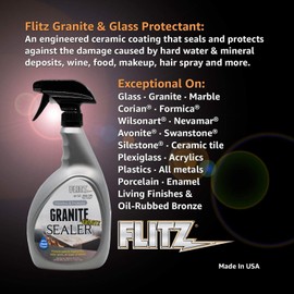 Flitz Ceramic Granite + Quartz Sealer for Countertops, Stainless Steel, Glass, Appliances - Shield Against Fingerprints - 32 oz, Undefined