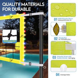 Base Free Swimming Pool Volleyball Net Set for Above Ground/Inground Pools with 1.5“ Aluminium Poles, 15-25 Width Adjustable Anti-Sagging Net, 2 Water Volleyballs and Carry Bag (Yellow)