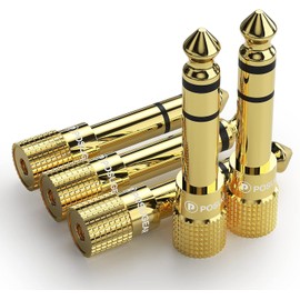 POSUGEAR 6.35mm 1/4 Male to 3.5mm 1/8 Female Stereo Headphone Adapter Connector Gold Plated, Headphone Jack Adapter for Aux Cable Speaker Headphone Guitar Digital Piano Amp, 5 Pack