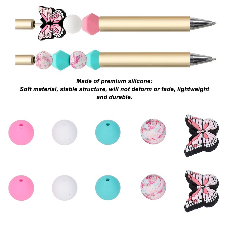 20Pcs Round Beads 5Pcs Butterfly Shaped Beads DIY Kit for