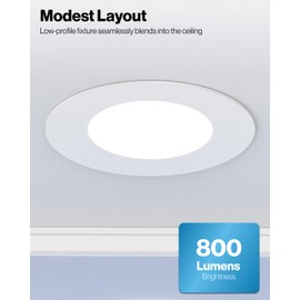 Sunco 4 Inch LED Flat Recessed Light, Retrofit Ceiling Can Lighting, 800 LM, Selectable CCT 2700K/3000K/4000K/5000K, Dimmable, 10W=60W, 50,000 Lifetime Hours UL 4 Pack