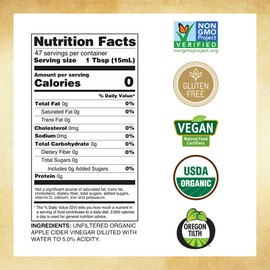 Marukan Organic Apple Cider Vinegar With Mother, Raw & Unfiltered, Apple Cider for Wellness (24 fl oz)