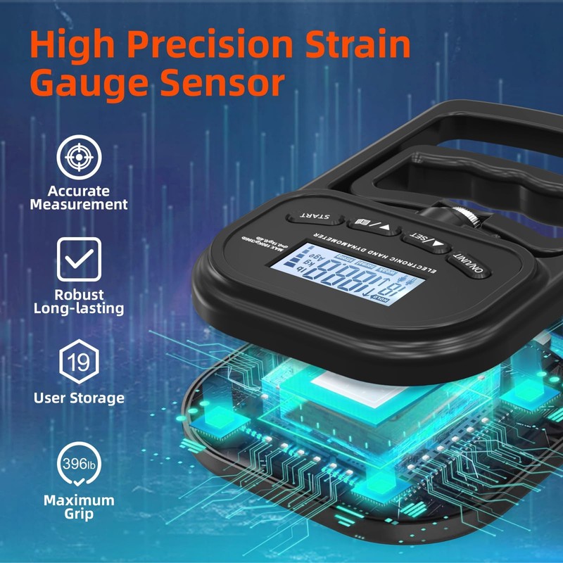 Digital Hand Dynamometer Grip Strength Tester, Digital Dynamometer for Hand