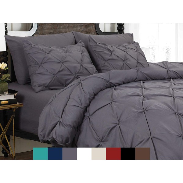 2-Piece Pinch-Pleated Duvet Cover with Button Closure, Wrinkle-Resistant Ultra-Soft Microfiber