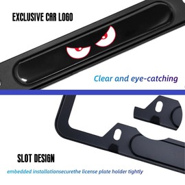 2 Pcs Black License Plate Frames License Plate Covers Eye Pattern Metal Aluminum Material Screw caps Cover Set