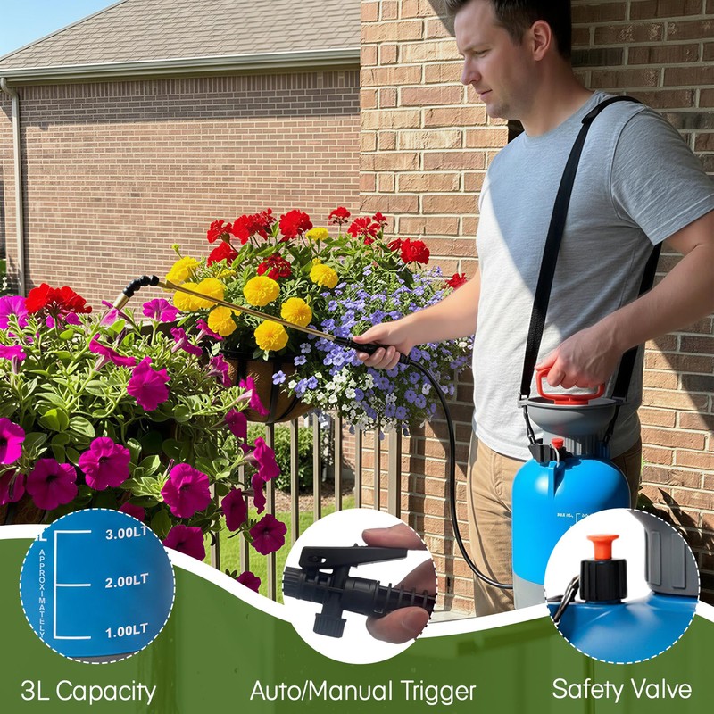 High Reach Plant Waterer Pump Pressure Sprayer for Indoor Hanging