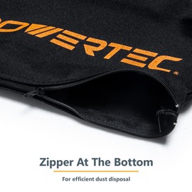 POWERTEC Miter Saw Dust Collector Bag for 7-1/4", 8-1/2", 10" Miter Saw, Fits Nominal 1-3/4" Dust Ports, Hook and Loop w/Zipper, Wired Adjustable Stand for Miter Saw Accessories, 2PK (75076-P2)