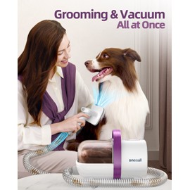 oneisall Dog Hair Vacuum & Dog Grooming Kit, Pet Grooming Vacuum with Pet Clipper Nail Grinder, 1.5L Dust Cup Dog Brush Vacuum with 7 Pet Grooming Tools for Shedding Pet Hair, Home Cleaning