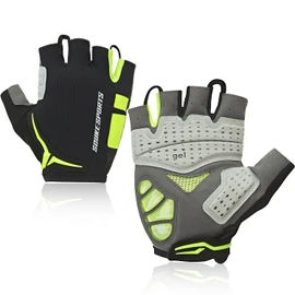 Souke Sports Cycling Gloves Men Women with Oil-Filled Gel Padding, Breathable Summer Half Finger Cycling Gloves for Mountain Bike, Road Bike, Fitness, Outdoor Sports (Green, L)
