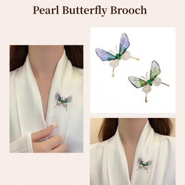 Broches para mujer, broches y alfileres con estilo mariposa para mujer, accesorios elegantes, colección de broches y alfileres para mujer, broches de perlas de diamantes de imitación para mujer