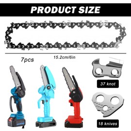 Pack of 7 Saw Chains 6 Inch Chains for Mini Chainsaw: 37 TG Chain, Compatible with All 6 Inch Saw Chain for Carpentry Landscaping, Mini Chainsaw for Garden Tree Agriculture, Trees Cutting