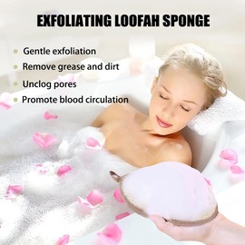 Natural Loofah Sponge Exfoliating Body Scrubber, Made of Natural Biodegradable Shower Loufa Sponge, for Shower & Bath (3 Pack)