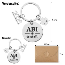 BETESSIN Abitur 2024 Gifts - ABI SCHAFFT! - Key Ring for Graduation - Passed Exam Gift - Lucky Charm Exam 2024, silver