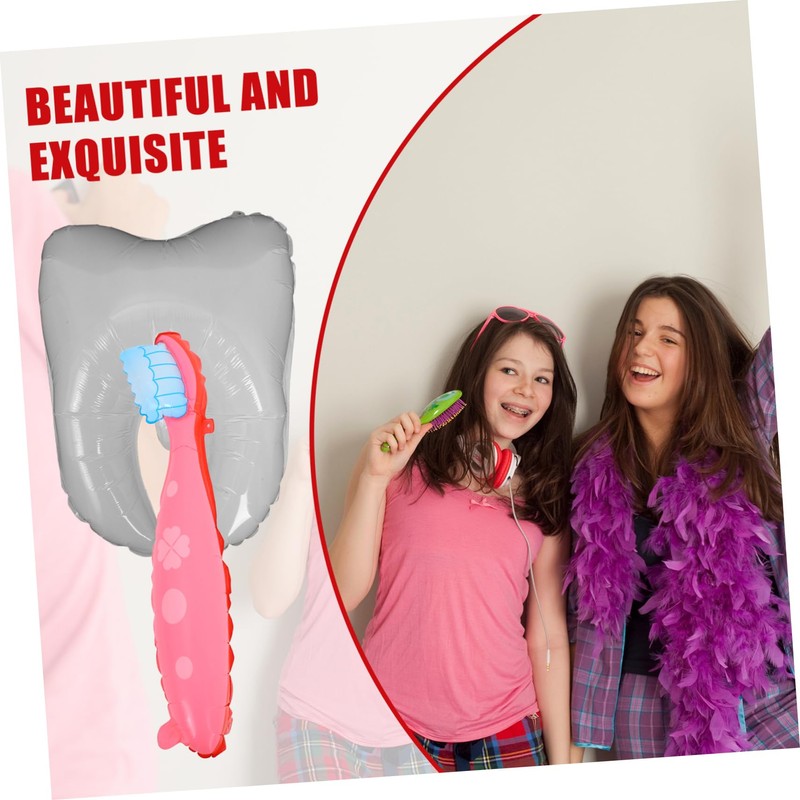 Kisangel 2pcs White Tooth Balloons for Shower Decorations Unique Tooth