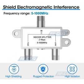 Universal 2-Port RF Coax Combiner Splitter For Cable TV ATSC UHF VHF Antenna Modulators