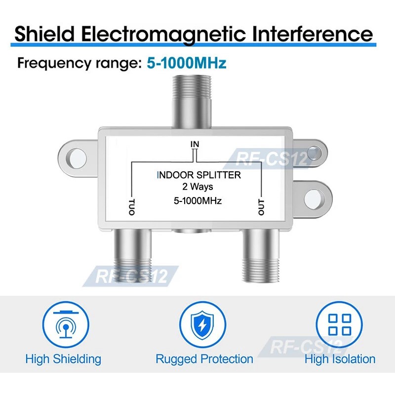 Universal 2-Port RF Coax Combiner Splitter For Cable TV ATSC