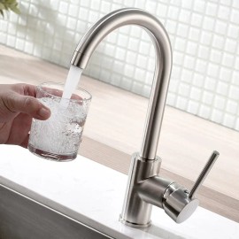 FLG Single Hole Hot Cold Water Mixer Sink Kitchen Faucets Modern Kitchen Taps Brass Kitchen Mixer SinkColor: brush, Surface Finishing: Blackened
