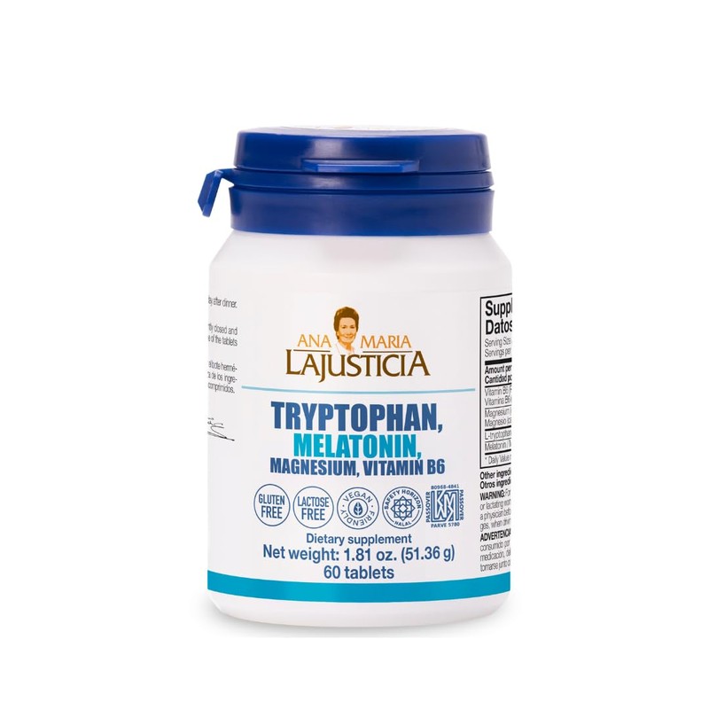 TRYPTOFANO, MELATONINA, Magnesio, Vitamina B6-60TABS. ANA Maria LAJUSTICIA