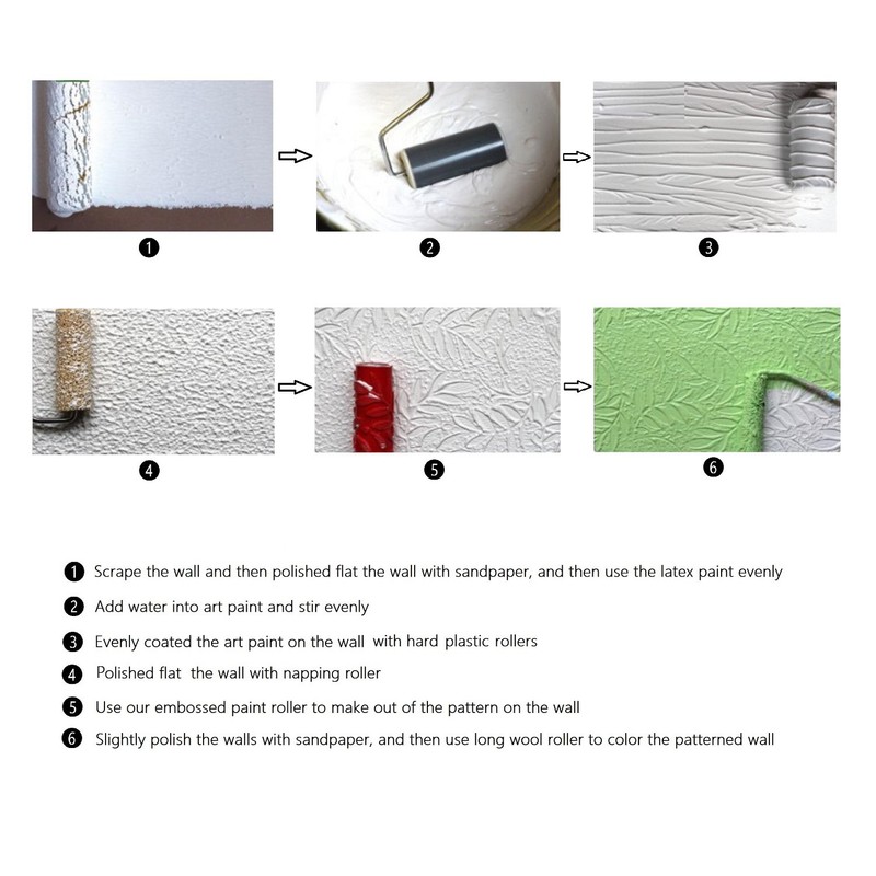 BUUEERR 7" DIY Patterned Paint Roller Decorative Rubber Roller Decorative