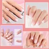 Square False Nails Set - 240Pcs Natural Gradient Pink Fake