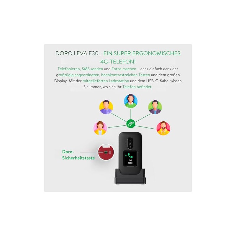 Doro Leva E30 - 4G Folding Phone for Elderly People