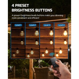 DEWENWILS Outdoor Dimmer for String Lights, 125V Dimmer Plug with 100FT Remote Control Range, Waterproof Plug- in Dimmer for Dimmable LED/Tungsten Bulbs, FCC Listed