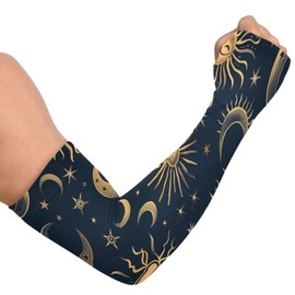 senya Cooling Arm Sleeves for Women Men, Celestial Sun Moon Bohemian Gardening Sleeves Sun Protection for Outdoors Summer